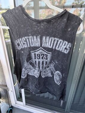 Custom Motors Girls' Black Graphic Muscle Tank